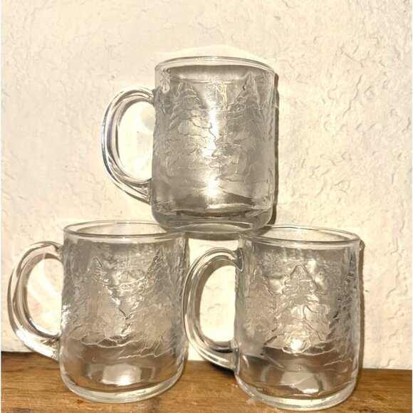 Luminarc Winter Wonderland Glass Mugs Set Of 3 - Picture 1 of 6